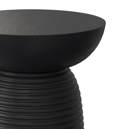Boyd 13 Inch Ribbed Accent Table - Black Wood for Living Room