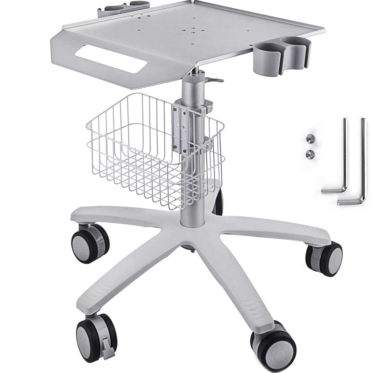 Stainless Steel Medical Cart - Adjustable Height Rolling Utility Cart