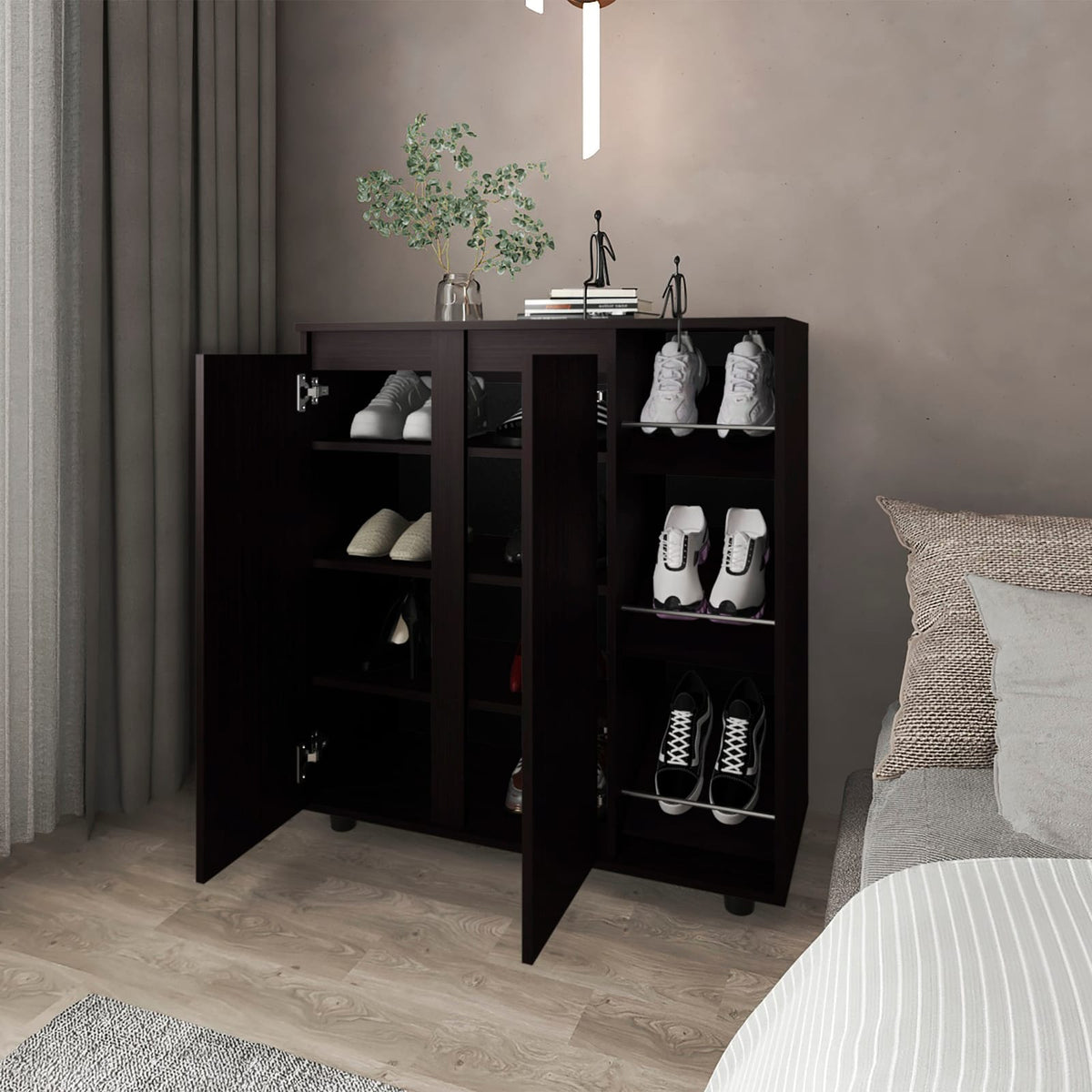 Black 3-Tier Shoe Rack - Compact Storage Solution for Living Room