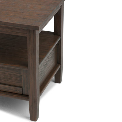 Warm Shaker End Table - Dark Brown Wood Storage Side Table