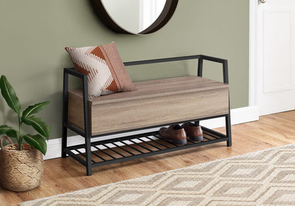 Brown MDF Flip-Top Storage Bench and Shoe Rack for Entryway for Living Room