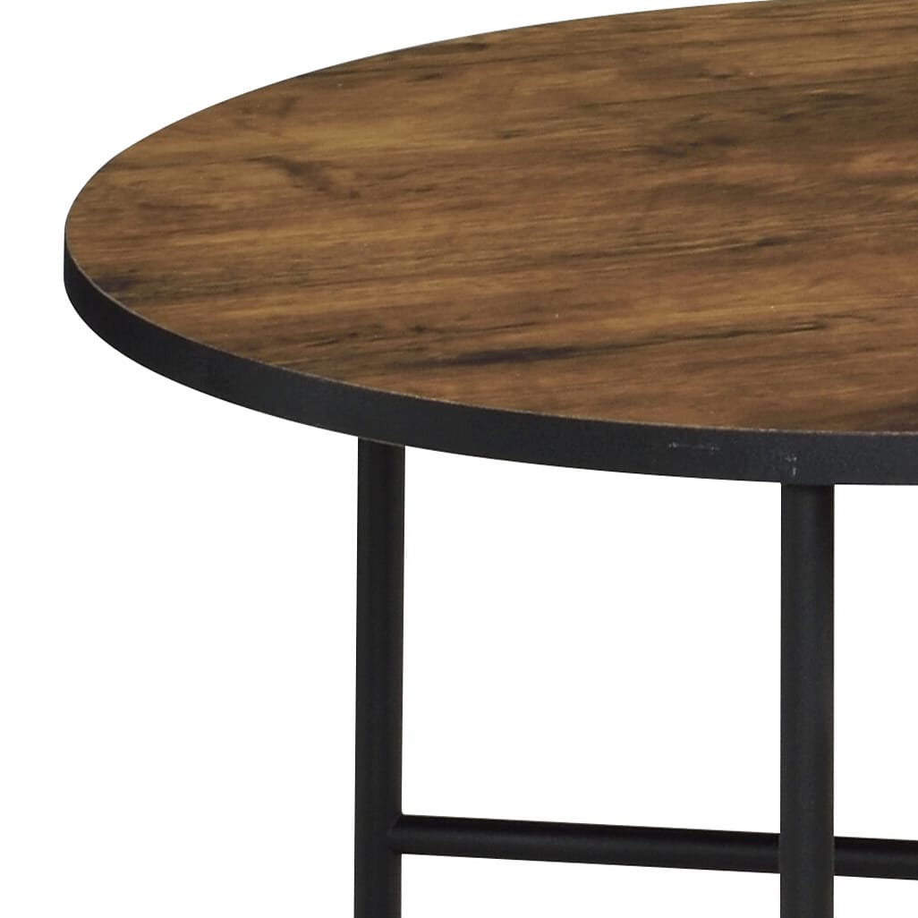 Vintage Oak & Black Nesting Tables - 2 Piece Set for Living Room
