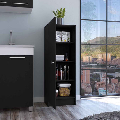 Black Pantry Cabinet - 12.3" W x 16.9" D x 47.4" H for Living Room