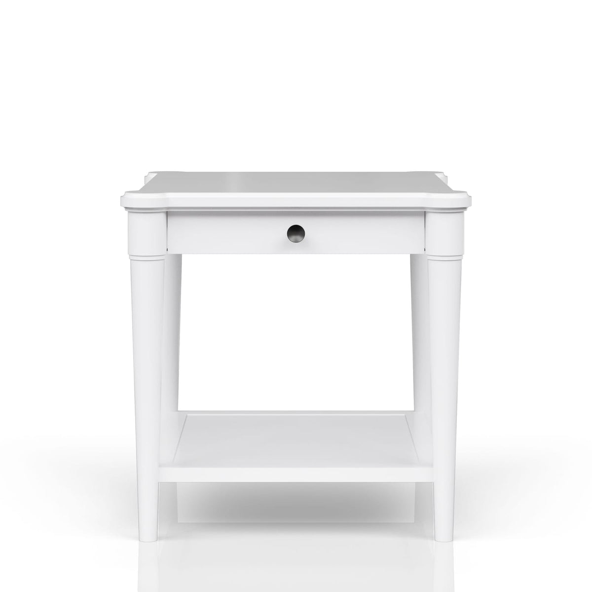 White End Table With Storage Drawer - 24" x 26" for Living Room