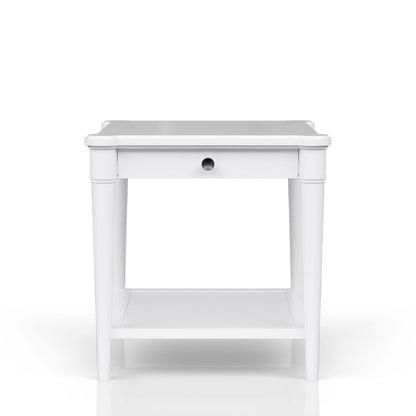 White End Table With Storage Drawer - 24" x 26" for Living Room