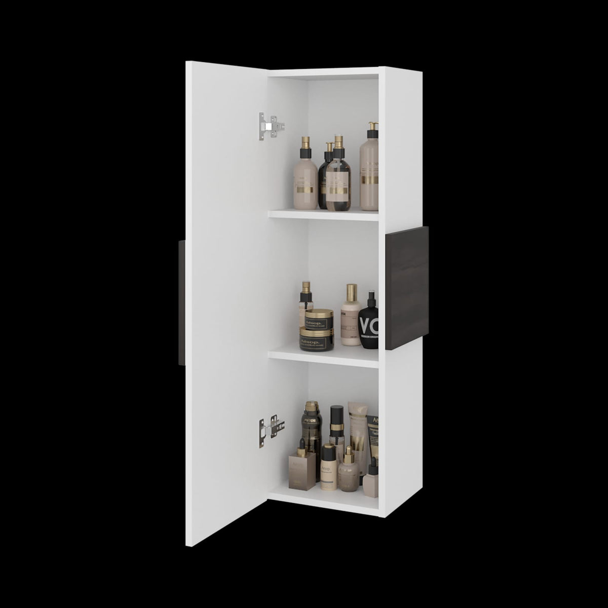 Small White Bathroom Cabinet with Shelves - 38.5" Height
