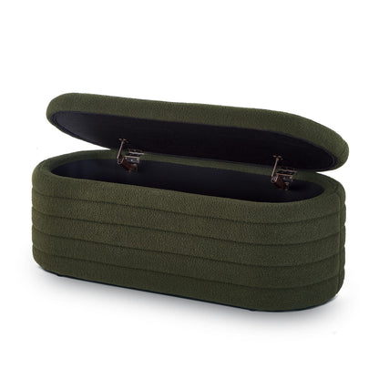 Dark Green Storage Ottoman Bench - Hidden Storage & Comfort