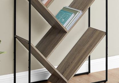 Taupe Metal 5-Tier Bookshelf - 60" Tall for Living Room