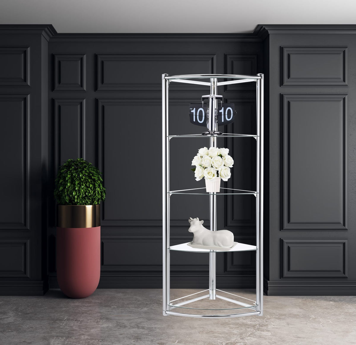 Silver Corner Display Shelf - 5 Shelves