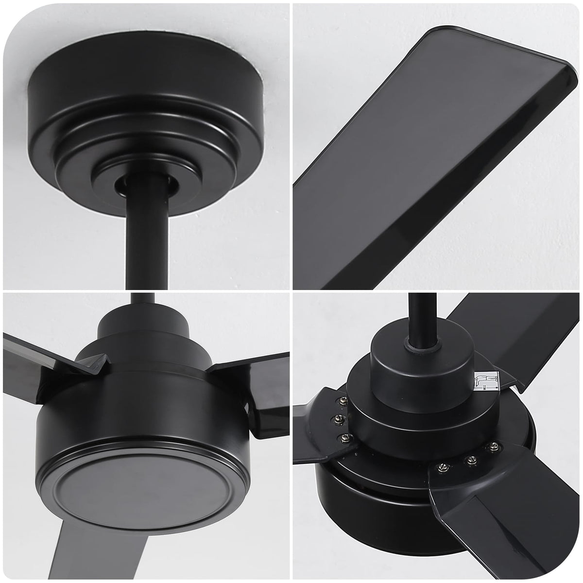 52 Inch Black Ceiling Fan with ABS Blades