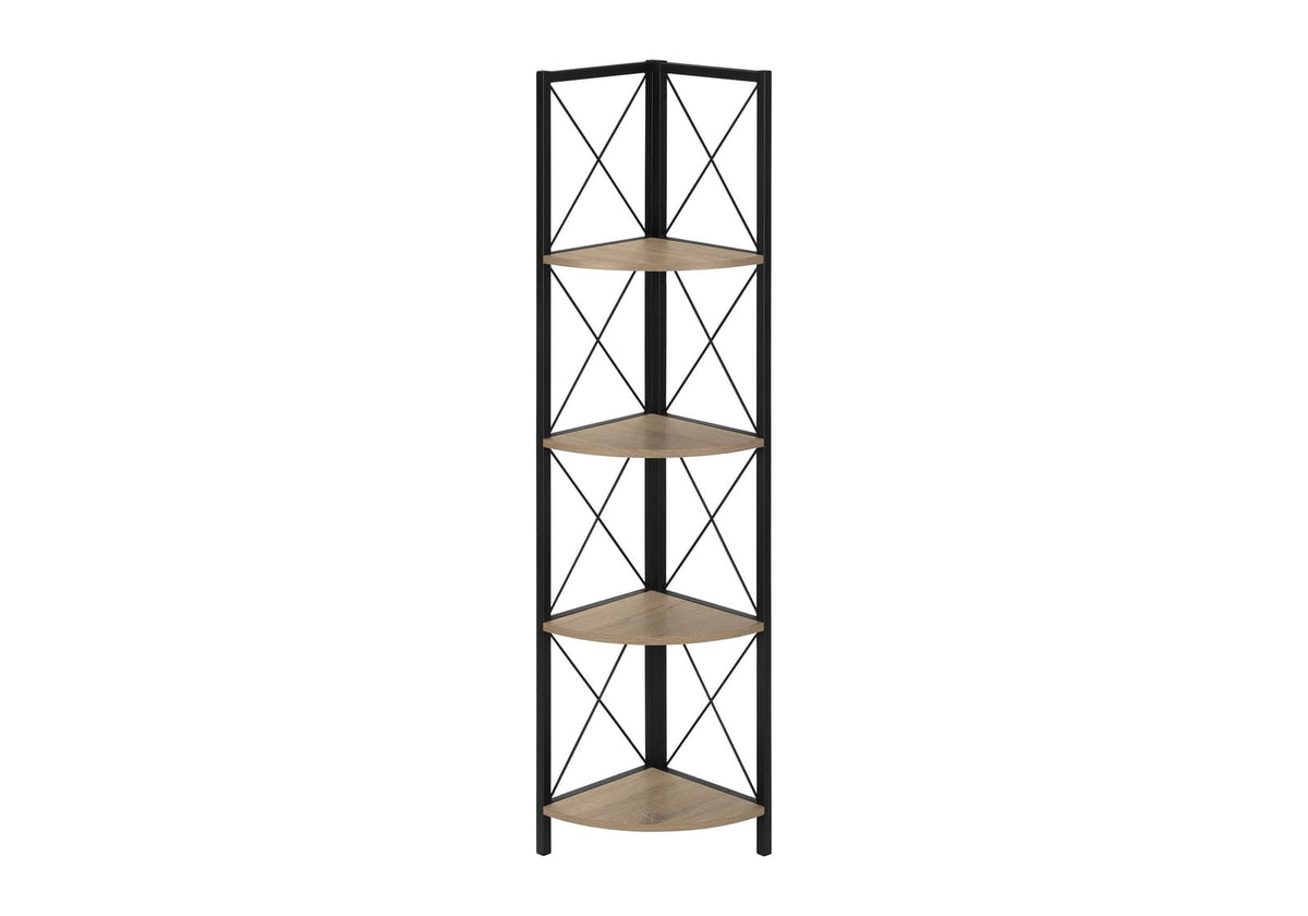 4 Tier Taupe Metal Etagere Bookshelf - Corner Display Shelf
