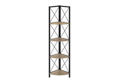4 Tier Taupe Metal Etagere Bookshelf - Corner Display Shelf