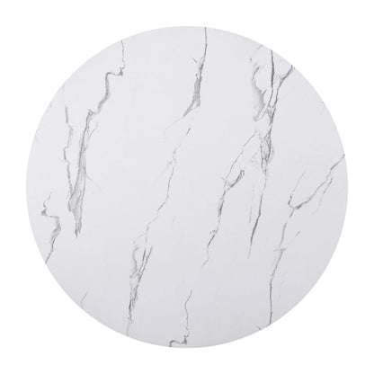 Round Dining Table, 43-Inch MDF, White/Black Modern Farmhouse Style