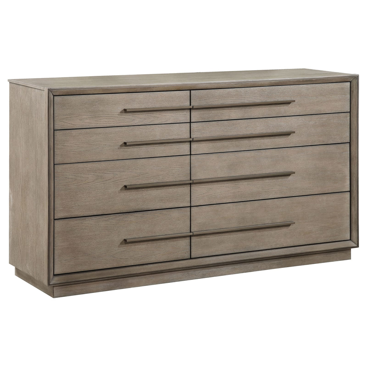 Taupe Oak 8-Drawer Dresser - Bedroom Furniture