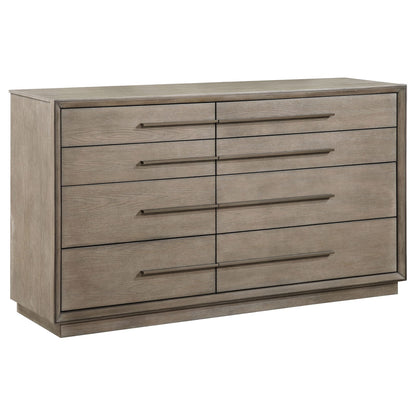 Taupe Oak 8-Drawer Dresser - Bedroom Furniture