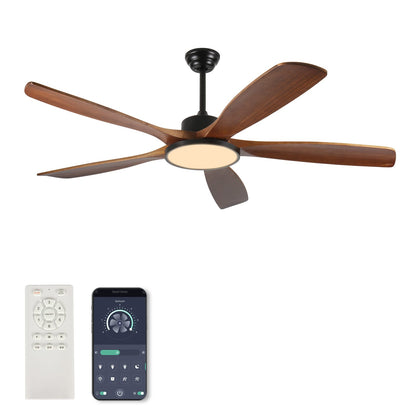 62 Inch Black Walnut Ceiling Fan - Bedroom Fan