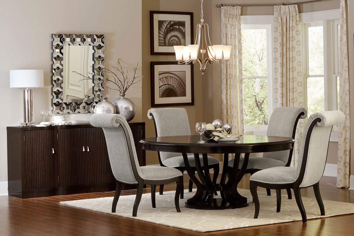Espresso Wood Dining Table with Extension Leaf for Family Dining Room