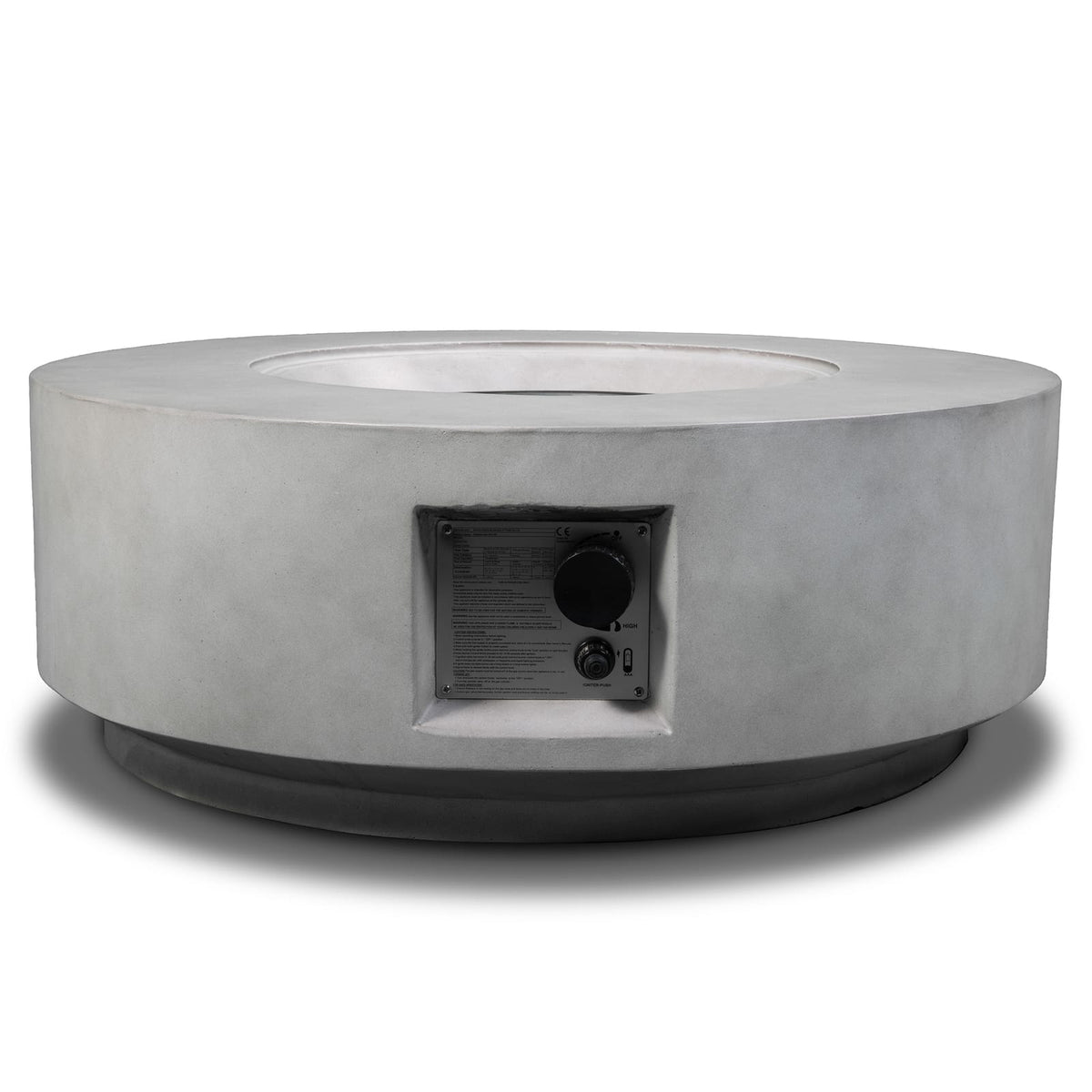 Light Gray Concrete Fire Pit Table for Garden & Poolside Patio