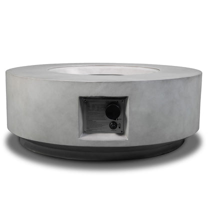Light Gray Concrete Fire Pit Table for Garden & Poolside Patio