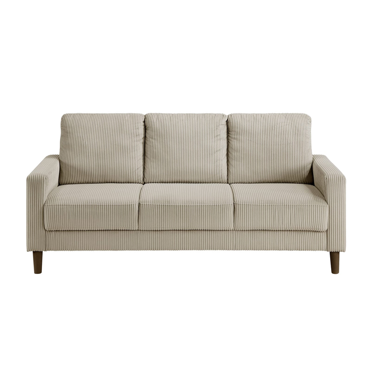 Taupe Corduroy Sofa with Solid Wood Frame for Modern Living Rooms