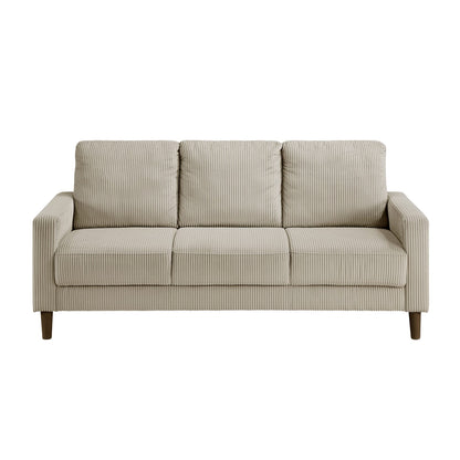 Taupe Corduroy Sofa with Solid Wood Frame for Modern Living Rooms