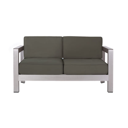 Silver Aluminum Patio Loveseat - Outdoor Seating