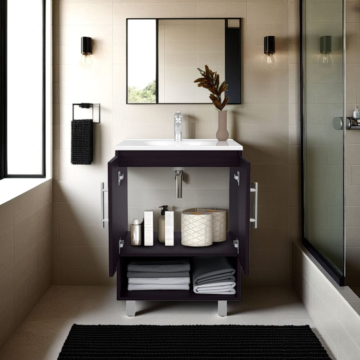 Wenge Freestanding Bathroom Vanity Cabinet for Bathroom Renovation
