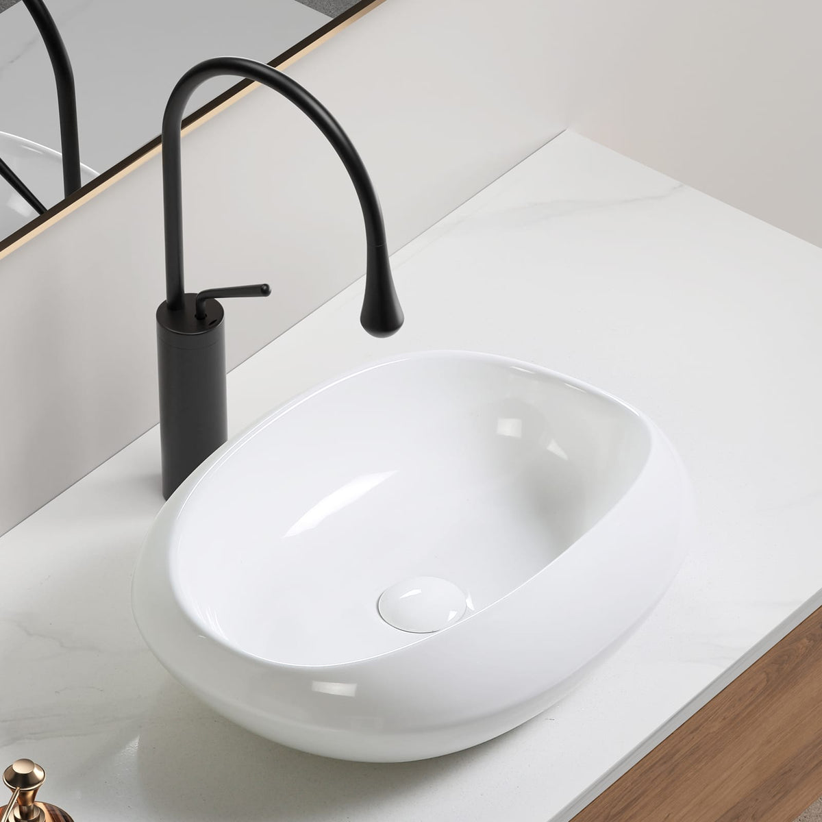 Milk White Ceramic Vessel Sink for Bathroom Renovation Upgrades