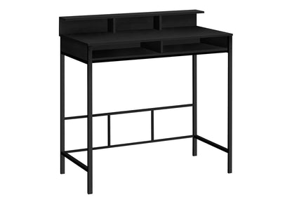 Computer Desk, Black Metal Frame - Standing Home Office Desk with Storage Shelves
