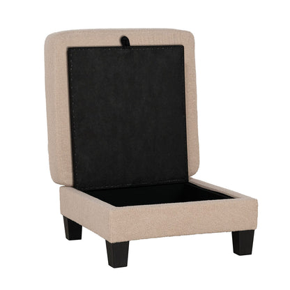 Beige Storage Ottoman - Contemporary Style, Square Design