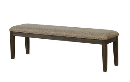 Espresso Gray Dining Bench - 63" Transitional Style