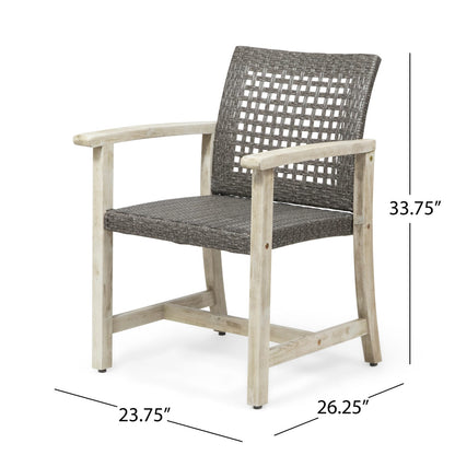 Hampton Wood & Wicker Dining Chairs (Set of 2) - Black + Grey