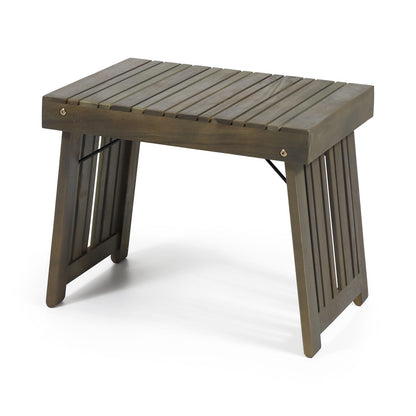 Foldable Grey Acacia Wood Side Table for Garden or Poolside Decor
