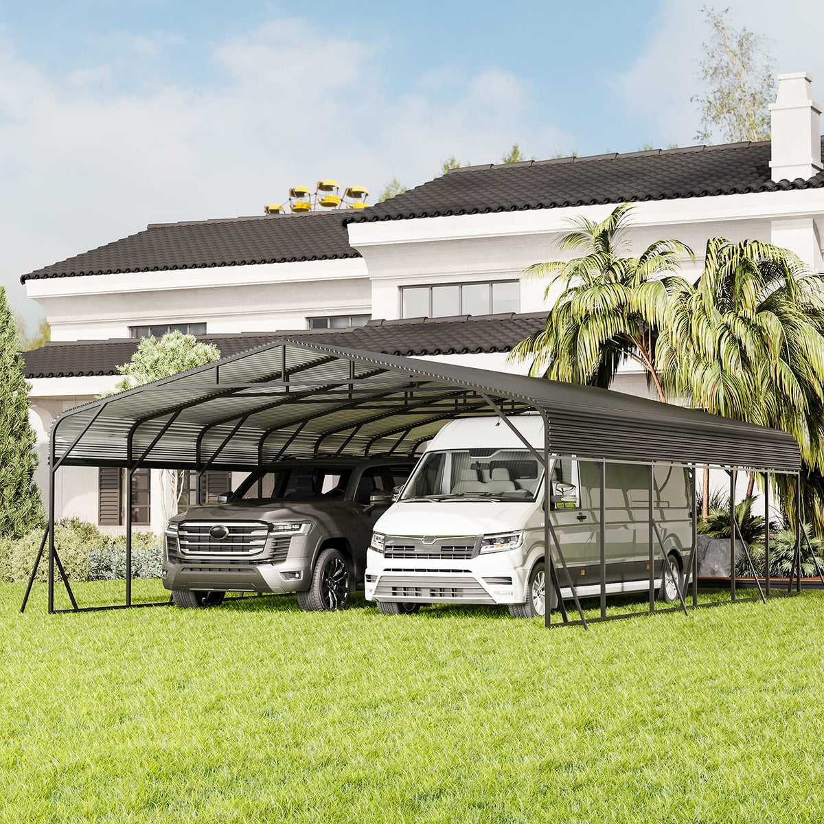 20x30 Steel Carport - Outdoor Shade for Vehicles