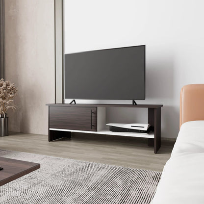 Walnut Entertainment Center with Storage Shelves