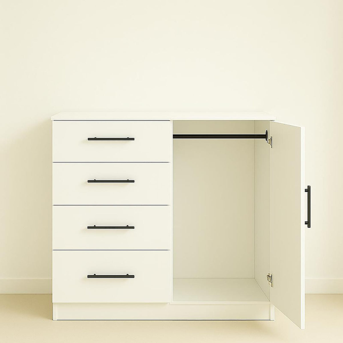 White Wood Dresser - 47" Wide Chest of Drawers for Bedroom