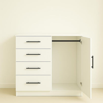 White Wood Dresser - 47" Wide Chest of Drawers for Bedroom