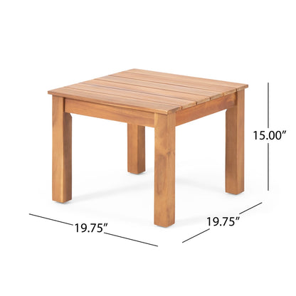 Acacia Wood Side Table - Brown Patio Furniture