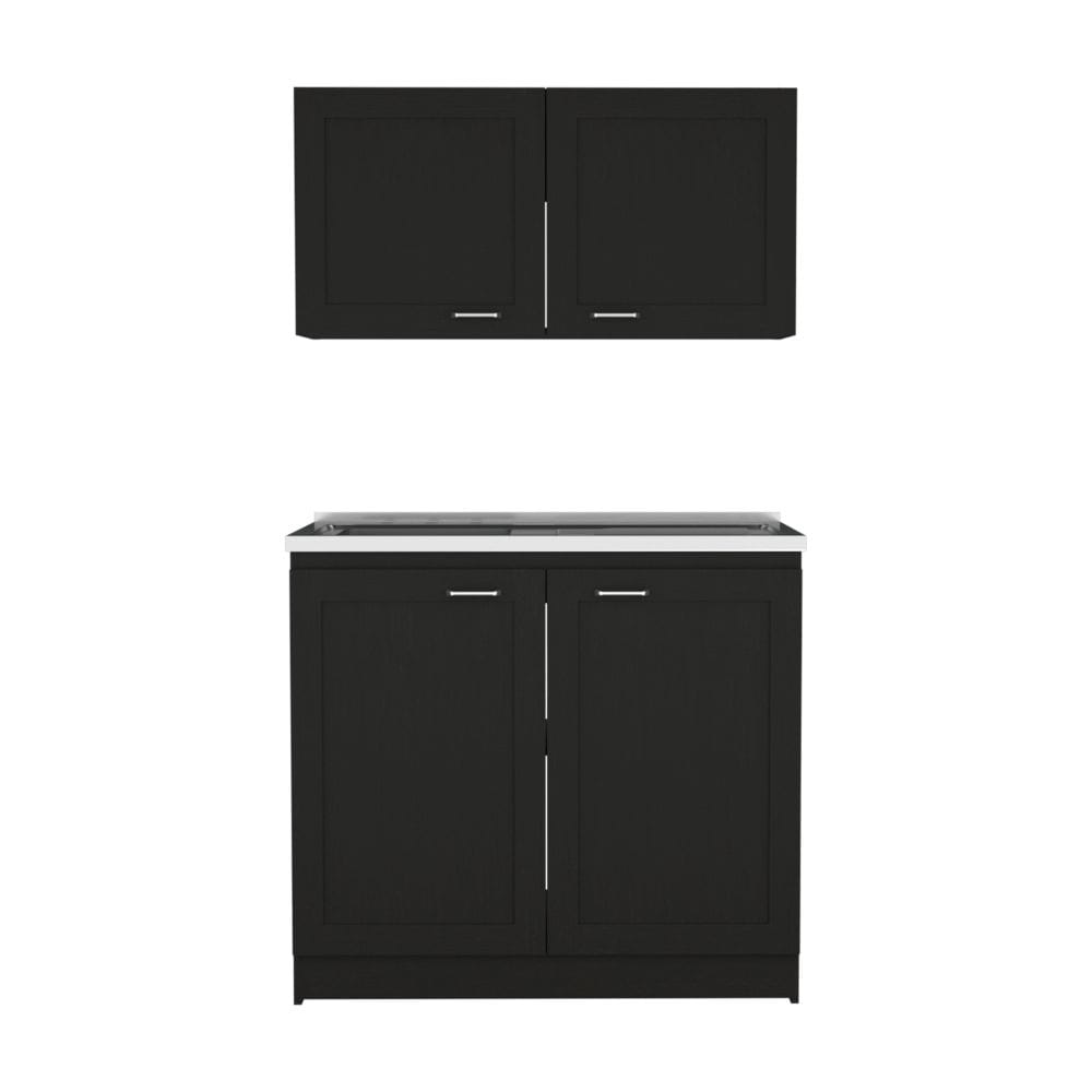 Black Cabinet Set - 2-Part Storage Solution