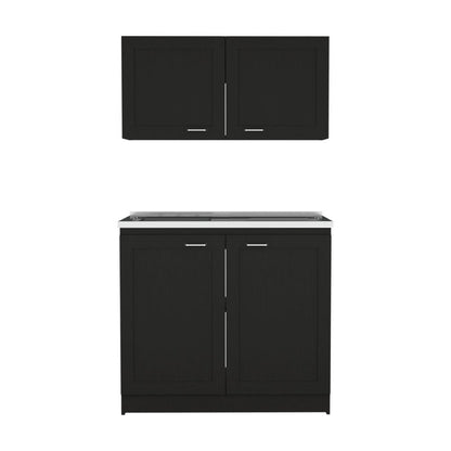Black Cabinet Set - 2-Part Storage Solution
