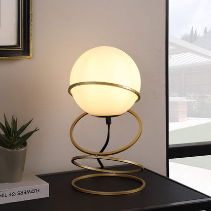 Gold & White Glass Table Lamp - Modern Accent Lighting
