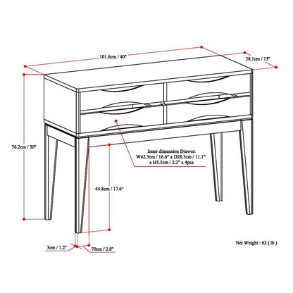 Dark Brown Wood Console Table - 40" Wide Storage Table for Living Room