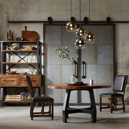 Walnut Round Dining Table with Adjustable Height Solid Wood