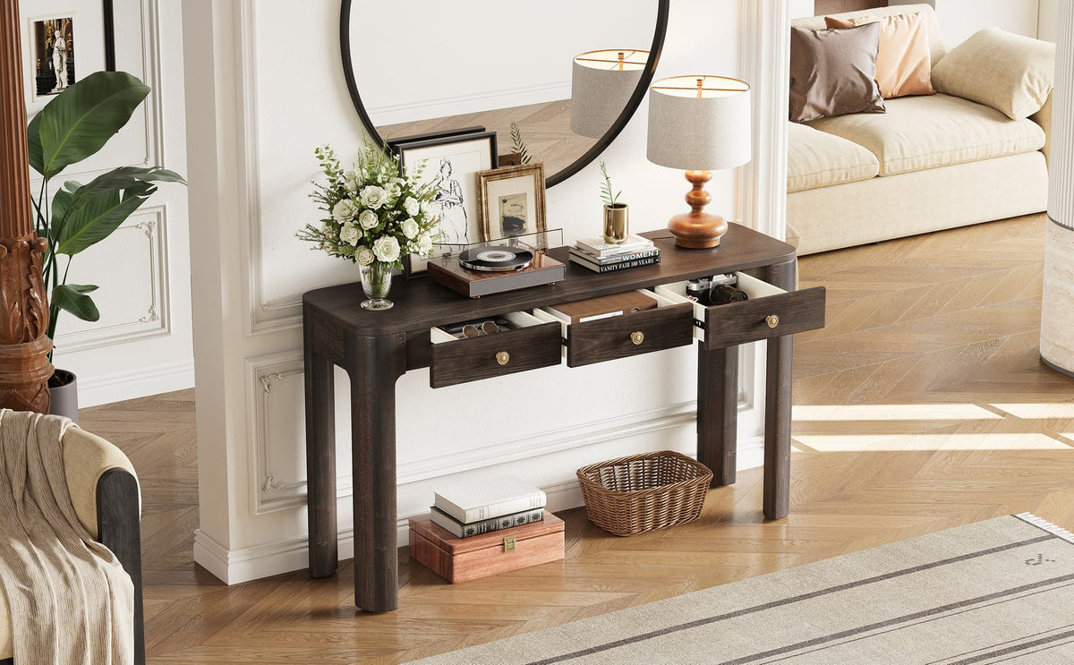 Espresso Solid Wood Console Table - 52" Entryway Table