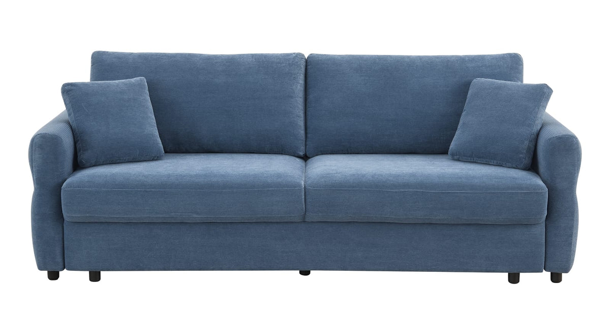 Blue Fabric Pull-out Sleeper Sofa with Storage for Living Room