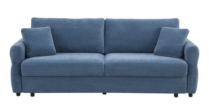 Blue Fabric Pull-out Sleeper Sofa with Storage for Living Room
