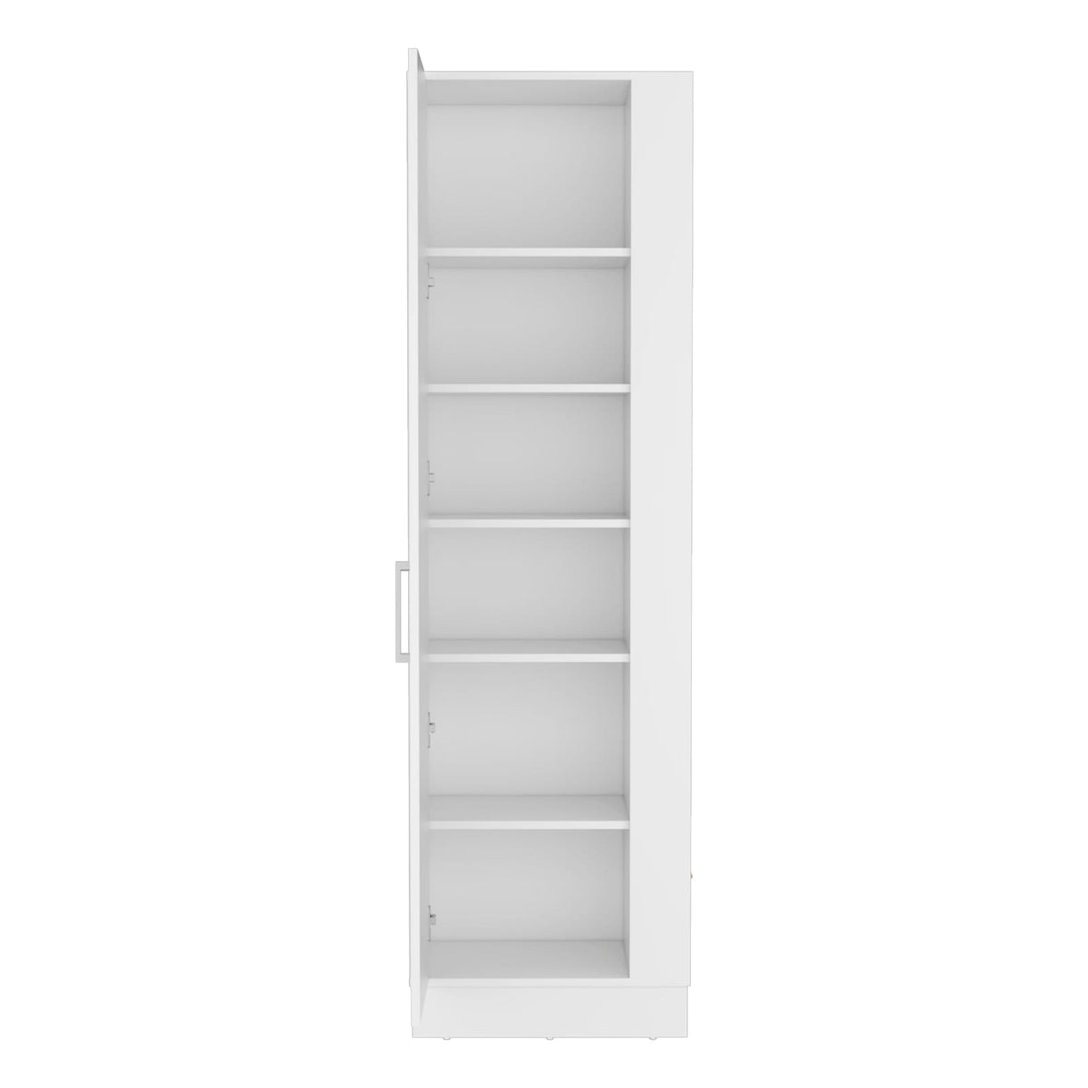 Storage Cabinet 72"H - White | Six Shelves, Broom Hangers
