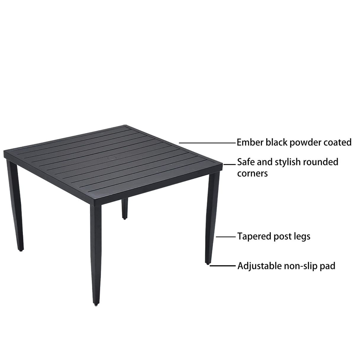 Modern Ember Black Outdoor Dining Set for Garden Patio