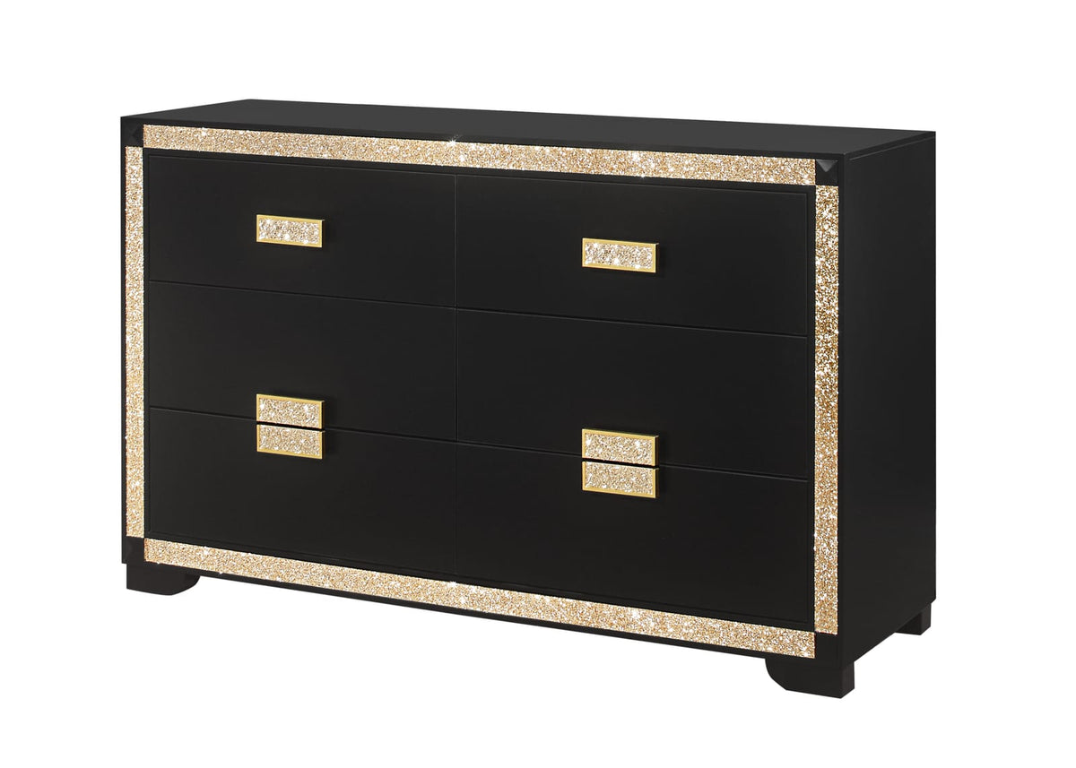 LIVELY BLACK/GOLD DRESSER - Black Contemporary Dresser