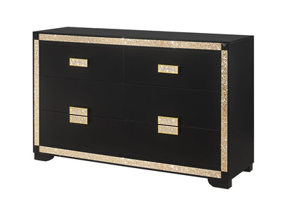 LIVELY BLACK/GOLD DRESSER - Black Contemporary Dresser